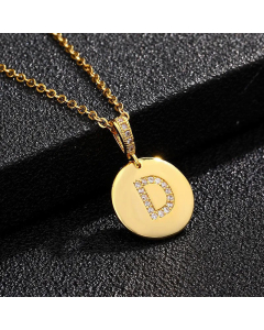 Fashion Titanium Steel Necklace Plating Diamond Rhinestone Letter Stainless Steel Necklaces