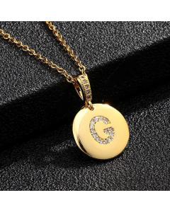 Fashion Titanium Steel Necklace Plating Diamond Rhinestone Letter Stainless Steel Necklaces