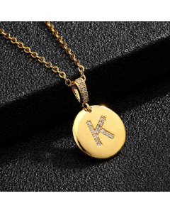 Fashion Titanium Steel Necklace Plating Diamond Rhinestone Letter Stainless Steel Necklaces