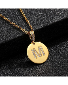 Fashion Titanium Steel Necklace Plating Diamond Rhinestone Letter Stainless Steel Necklaces