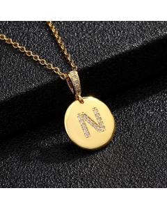 Fashion Titanium Steel Necklace Plating Diamond Rhinestone Letter Stainless Steel Necklaces