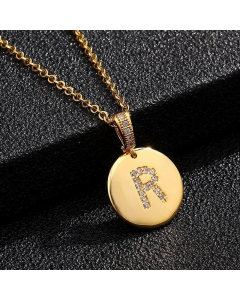 Fashion Titanium Steel Necklace Plating Diamond Rhinestone Letter Stainless Steel Necklaces