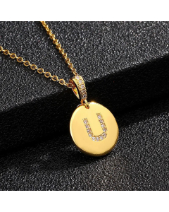 Fashion Titanium Steel Necklace Plating Diamond Rhinestone Letter Stainless Steel Necklaces
