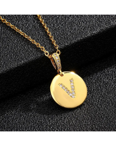 Fashion Titanium Steel Necklace Plating Diamond Rhinestone Letter Stainless Steel Necklaces