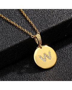 Fashion Titanium Steel Necklace Plating Diamond Rhinestone Letter Stainless Steel Necklaces