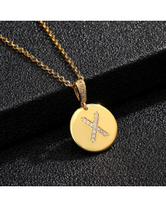 Fashion Titanium Steel Necklace Plating Diamond Rhinestone Letter Stainless Steel Necklaces