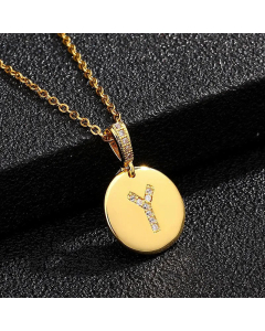 Fashion Titanium Steel Necklace Plating Diamond Rhinestone Letter Stainless Steel Necklaces