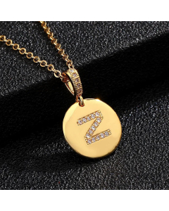 Fashion Titanium Steel Necklace Plating Diamond Rhinestone Letter Stainless Steel Necklaces