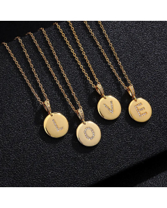 Fashion Titanium Steel Necklace Plating Diamond Rhinestone Letter Stainless Steel Necklaces