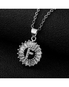 Fashion Stainless Steel Necklace Plating Zircon Letter Stainless Steel Necklaces-Steel Color-F