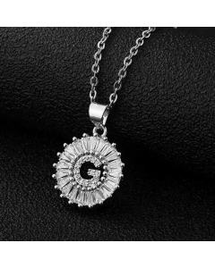 Fashion Stainless Steel Necklace Plating Zircon Letter Stainless Steel Necklaces-Steel Color-G