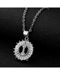 Fashion Stainless Steel Necklace Plating Zircon Letter Stainless Steel Necklaces-Steel Color-I