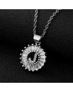 Fashion Stainless Steel Necklace Plating Zircon Letter Stainless Steel Necklaces-Steel Color-J