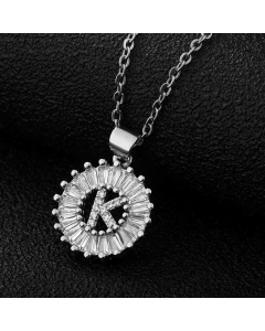 Fashion Stainless Steel Necklace Plating Zircon Letter Stainless Steel Necklaces-Steel Color-K