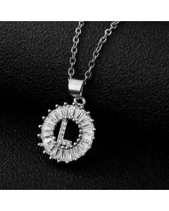 Fashion Stainless Steel Necklace Plating Zircon Letter Stainless Steel Necklaces-Steel Color-L