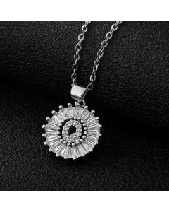 Fashion Stainless Steel Necklace Plating Zircon Letter Stainless Steel Necklaces-Steel Color-Q