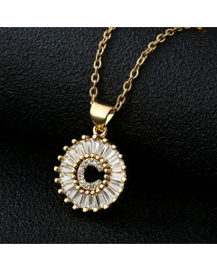 Fashion Stainless Steel Necklace Plating Zircon Letter Stainless Steel Necklaces-Gold Color-C