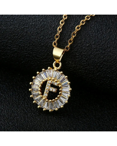 Fashion Stainless Steel Necklace Plating Zircon Letter Stainless Steel Necklaces-Gold Color-F