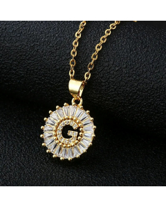 Fashion Stainless Steel Necklace Plating Zircon Letter Stainless Steel Necklaces-Gold Color-G