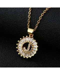 Fashion Stainless Steel Necklace Plating Zircon Letter Stainless Steel Necklaces-Gold Color-J