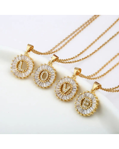 Fashion Stainless Steel Necklace Plating Zircon Letter Stainless Steel Necklaces