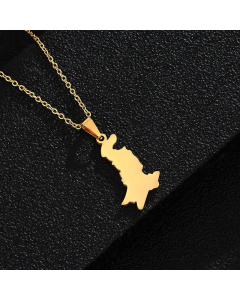 Simple Style Plating Chain Stainless Steel Necklaces Map Titanium Steel Necklace 
