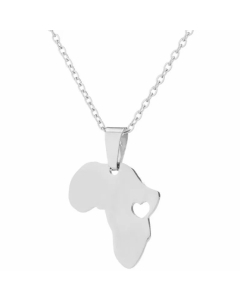 Women Fashion Plating Stainless Steel Necklaces Map Stainless Steel Pendant Necklace 