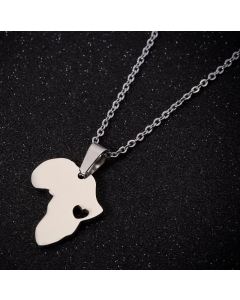 Women Fashion Plating Stainless Steel Necklaces Map Stainless Steel Pendant Necklace 
