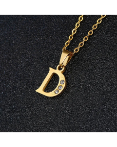 Fashion Titanium Steel Necklace Inlay Zircon Letter Stainless Steel Necklaces