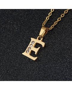Fashion Titanium Steel Necklace Inlay Zircon Letter Stainless Steel Necklaces