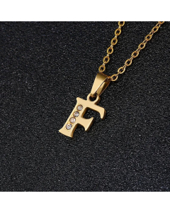 Fashion Titanium Steel Necklace Inlay Zircon Letter Stainless Steel Necklaces