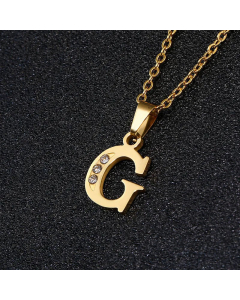 Fashion Titanium Steel Necklace Inlay Zircon Letter Stainless Steel Necklaces