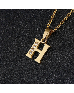 Fashion Titanium Steel Necklace Inlay Zircon Letter Stainless Steel Necklaces