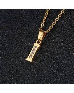 Fashion Titanium Steel Necklace Inlay Zircon Letter Stainless Steel Necklaces