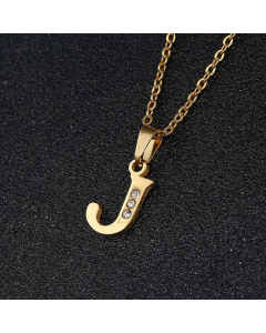 Fashion Titanium Steel Necklace Inlay Zircon Letter Stainless Steel Necklaces