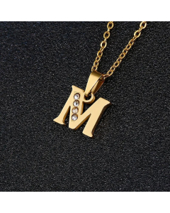 Fashion Titanium Steel Necklace Inlay Zircon Letter Stainless Steel Necklaces