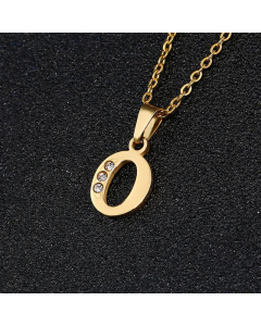 Fashion Titanium Steel Necklace Inlay Zircon Letter Stainless Steel Necklaces