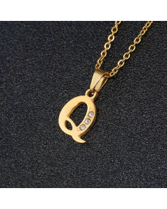 Fashion Titanium Steel Necklace Inlay Zircon Letter Stainless Steel Necklaces