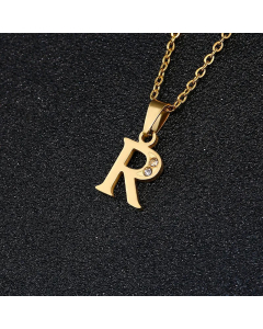 Fashion Titanium Steel Necklace Inlay Zircon Letter Stainless Steel Necklaces