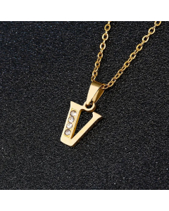 Fashion Titanium Steel Necklace Inlay Zircon Letter Stainless Steel Necklaces