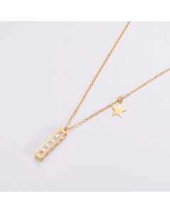 Women Plating Inlay Stainless Steel Necklaces Simple Style Star Stainless Steel Rhinestone Pendant Necklace 