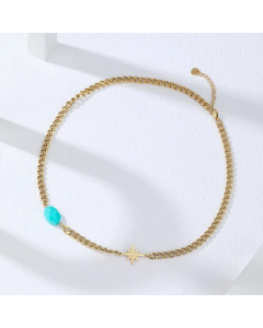 Fashion Plating Natural Stone Stainless Steel Necklaces Geometric Stainless Steel Necklace