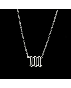 Women Plating Stainless Steel Necklaces Fashion Number Stainless Steel Pendant Necklace -Steel Color-01