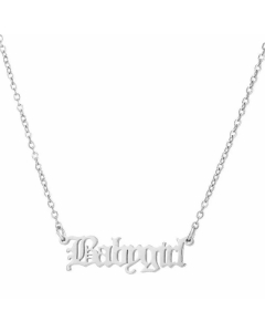 Women Plating Stainless Steel Necklaces Fashion Letter Stainless Steel Pendant Necklace-Steel Color-01