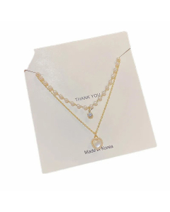 Fashion Artificial Pearls Zircon Stainless Steel Necklaces Heart Shape Titanium Steel Necklace 