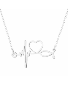 Women Plating Stainless Steel Necklaces Fashion Electrocardiogram Stainless Steel Pendant Necklace 