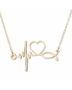 Women Plating Stainless Steel Necklaces Fashion Electrocardiogram Stainless Steel Pendant Necklace 