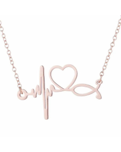 Women Plating Stainless Steel Necklaces Fashion Electrocardiogram Stainless Steel Pendant Necklace 