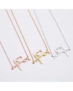 Women Plating Stainless Steel Necklaces Fashion Electrocardiogram Stainless Steel Pendant Necklace 