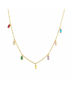 Women Plating Stainless Steel Necklaces Vintage Style Geometric Stainless Steel Zircon Bracelets Necklace 